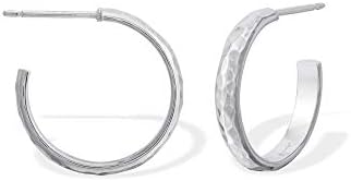 Boma Jewelry Sterling Silver Hammered Finish Post Hoop Earrings