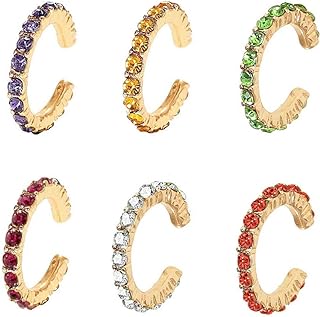 Ear Cuff Colorful Clip on Hoop Earrings for Women 6pcs set