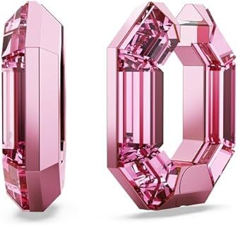 Swarovski Lucent Small Hoop Earrings, Pink Octagon-Shaped Crystals, Part of the Swarovski Lucent Collection