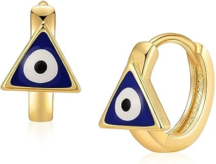 MRSXIA Women's 24K Gold Plated Huggie Hoop Earrings with Colorful Cubic Zirconia Gems and Lever Back Closure