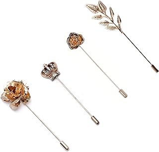 Golden Suit Lapel Pins Crown/Rose/Purple Flower/Wheat Leaf Coat Collar Brooch for Men