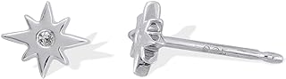Boma Jewelry Sterling Silver Starburst Mismatched Stud Earrings with Cubic Zirconia