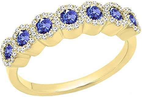 18K Yellow Gold Stackable Band with Dazzling White Diamond & Amethyst, Round Design for Ladies, Bridal & Anniversary Ring - Size 4