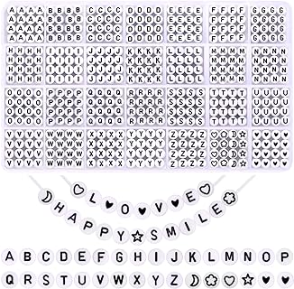 XIMISHOP 1400pcs Round Letter Beads for Jewelry Making,31 Style White A-Z Alphabet Acrylic Beads Kits Heart Beads for Bracelets Making (4 * 7mm)