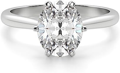 Lalit Gems 2 CT Oval Cut Colorless Moissanite Engagement Ring Wedding/Bridal Rings, Diamond Ring, Anniversary Solitaire Halo Accented Promise Vintage Antique Gold Silver Rings Gift