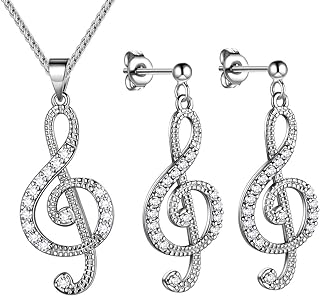 Women's Silver Treble Clef Music Note Stud Earrings with Lobster Clasp - BeautLace 18K Gold/Black Gun Plated Jewelry - Perfect for Music Lovers