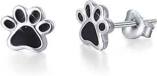 S925 Sterling Silver Puppy Dog Cat Pet Paw Print Stud Earrings