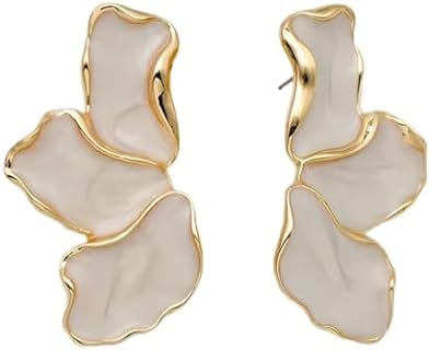 Stylish Women's Irregular Petal Dangle Earrings with Push Back Findings, Crafted from Zinc and Acrylic - A Unique Statement Gift