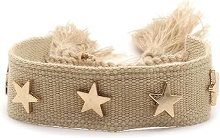 SHIMERITI Fashion Alloy Stars Rivet Wristband Tassels Charm String Rope Bracelet Adjustable Cuff Bracelet