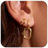 14k Gold Plated Zircon Studded Small Hoop Earrings Perfect for Women & Girls featuring Trendy Designs for Multiple Piercings