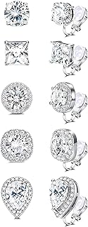 FASACCO Cubic Zirconia Clip on Earrings Women Non Pierced Earrings Silver Clip Earrings Clip on Earrings for Girls