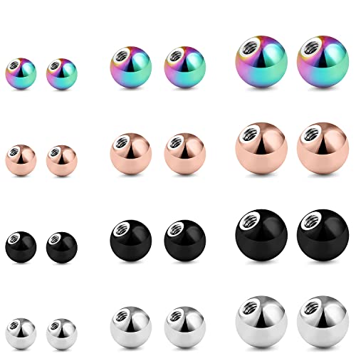 Lcolyoli 14G Piercing Balls Externally Threaded Replacement Ball Surgical Steel Balls Industrial Earring Tongue Nipple Belly Button Rings Body Jewelry Piercing Barbell Parts DIA. 4mm 5mm 6mm