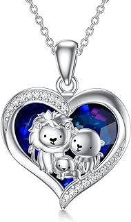 Lion Pendant Necklace with Box Chain and Lobster Clasp, Cubic Zirconia Decorated, for Women, Sterling Silver Animal Design - Perfect Gift for Mothers, Daughters, Wives and Sisters