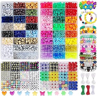 Premium Gold and Silver MIIIM Plastic Pony Kandi Bead Bracelets Kit, Acrylic with Elastic Strings, Perfect For Adults, Unique Earth and Rainbow Jewel Design