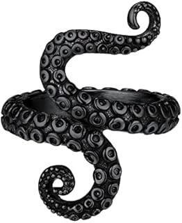 PROSTEEL Octopus Rings Aesthetic Grunge Vintage Punk Jewelry, Black/18K Gold Plated 316L Stainless Steel Ring For Men Women, Customize Words Available, Size 7-14, Come Gift Box