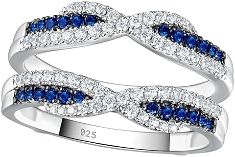 Blue Sapphire SHELOVES Cubic Zirconia Infinity Engagement Ring Enhancer in 925 Sterling Silver
