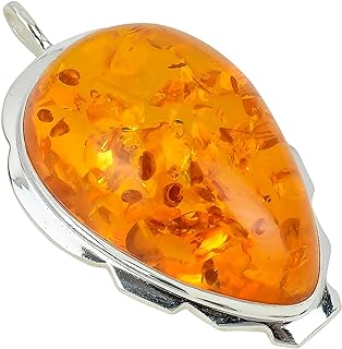 Lab-Created Baltic Amber Pendant Necklace - Silver Plated, 20 Inch Chain