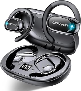 Écouteurs Conyat Bluetooth Sans Fil pour Courir avec Technologie Open Ear, Son HiFi Stéréo, 4 Microphones HD, 58H dAutonomie et IP7 Étanche, Noir