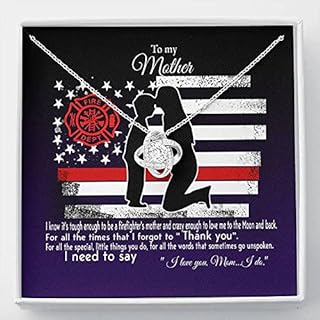 To My Firefighter's Mom Love Knot Necklace In A Box Gift On Birthday, Christmas, Mother's Day For Mom Necklace From Son And Mother With Message Card Gift I Forgot