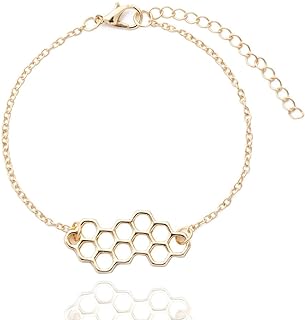 Honey Bee Honeycomb Hexagon Geometric Bracelet
