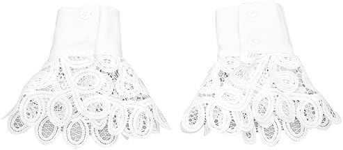 Pair of AHANDMAKER Women's Floral Layered Lace Cuff Bracelets with Button Clasp- Elegant Accessory for Weddings, Prom, Opera & Parties