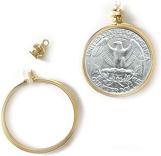 25 Cent/USA Quarter Coin Holder Bezel Goldtone ~ for Charm, Necklace, Pendant, Display