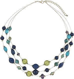 Coiris 3 Layers Illusion Wire Beaded Statement 19.5" Necklace for Women