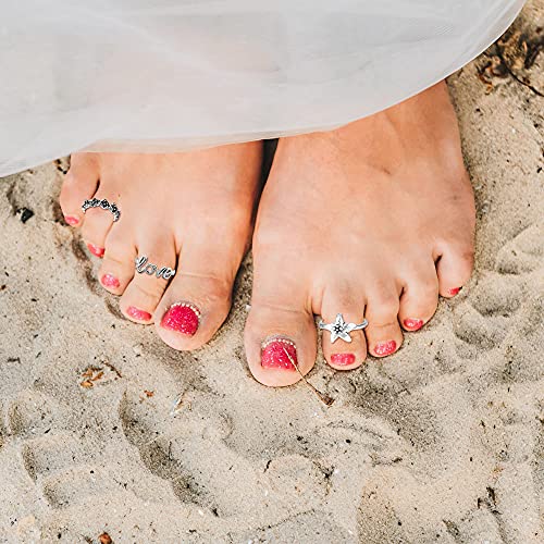 MJust 54Pcs Open Toe Rings Set for Women Men Adjustable Vintage Retro Knuckle Ring Toe Finger Tail Ring Beach Foot Jewelry