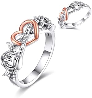 925 Sterling Silver Animal Infinity Ring for Women, Daughters or Granddaughters - No Gemstone, Elephant Mother & Calf Design - Engagement Cow Ring by POPLYKE