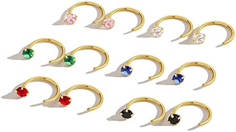 Chic 316L Stainless Steel Half Hoop Huggie Earrings with Cubic Zirconia Gem for Women and Girls - Hypoallergenic and Minimalist Design