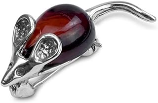 Ian and Valeri Co. Cherry Amber Sterling Silver Mouse Brooch Pin
