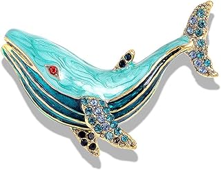 Blue Enamel Dolphin Brooch Men Women Breastpin Animal brooches pin Rhinestones Clothing Accessories Birthday Corsage Jewelry