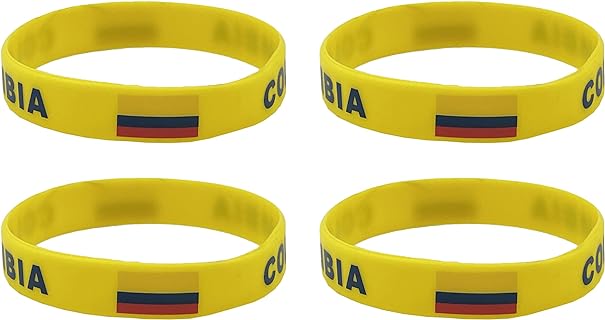 Crochet Bead Bracelet with Bead Chain and Easy Hook Clasp, Colombian Flag Silicone Design for Patriotic Men and Women