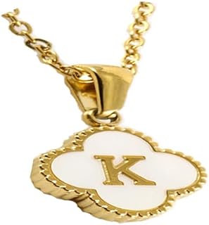 18K Gold Clover Letter Pendant Necklace, Stainless Steel with Lobster Clasp, Ideal for Women and Girls, Four-Leaf Clover Design