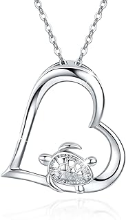 925 Sterling Silver Turtle Pendant Necklace with Rolo Chain & Spring Ring Clasp for Women - Perfect Gift for Turtle Lovers