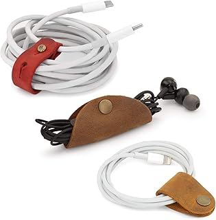 Otto Angelino Lot de Sangles de Rangement pour Câbles en Cuir Multicolore avec Compacte Design, Anti-Emmêlement, et Variété de Fermetures, Idéales pour Utilisation Quotidienne