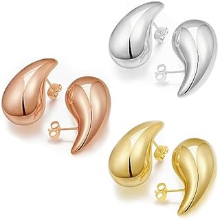 ASCOMY 14K Gold Plated Hoop Earrings Dupe in Brass - Lightweight, Hypoallergenic Waterdrop Design for Women and Girls
