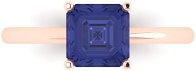 Clara Pucci 1.5 ct Asscher Cut Created Tanzanite 14k Yellow Gold Solitaire Wedding Engagement Bridal Promise Ring