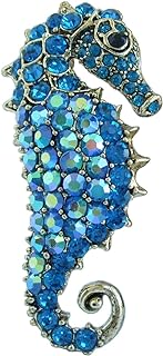 Pin-Type Sindary Seahorse Brooch with Stunning Rhinestones for Sea-Lovers and Accessories Aficionados in Unique Seahorse Design