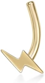 Lavari Jewelers 20 Gauge Curved Screw Nose Ring in 14k Yellow Gold Unisex Stud Nose Ring Hypoallergenic Nostril Piercing Jewelry 20G Body Piercing