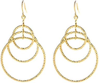 LIFETIME JEWELRY Triple Hoops Earrings for Women and Girls 24k Real Gold Plated