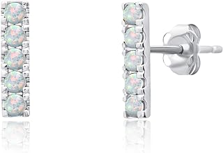 14k Yellow or White Gold Small Gemstone Bar Stud Earrings for Women with Push Backs and Birthstones by MAX + STONE