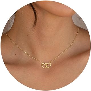 14k Gold Plated Heart Choker Necklace with Rolo Chain, Ideal Jewelry Gift for Women and Teen Girls, Skin Friendly Brass Material without Gemstone, USA Origin.