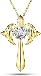 Fashion Angel Wings Cross Pendant Necklace For Women 925 Sterling sliver Cubic Zirconia Necklace Jewelry Gift