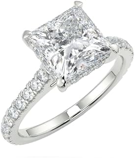 2ct Princess Cut Moissanite 4-prong Solitaire Engagement Ring for Women Solid 10K/14K/18K White Yellow Rose Gold Promise Wedding Rings Gift for Her (D Color, VVS1 Clarity)