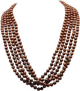 Fashion Five-Strands Golden Coral Necklace 8mm Round Coral Beads Necklace for Women 27"