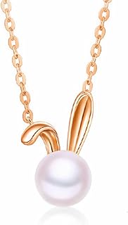 B&D Women's Gold Plated Easter Bunny Pendant Necklace with Cable Chain and Pearl Gem Design