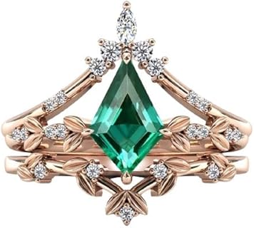 Filigree Clasp Green Lantern Wedding Ring with 1 CT Genuine Emerald for Brides, Art Deco Design in Sterling Silver