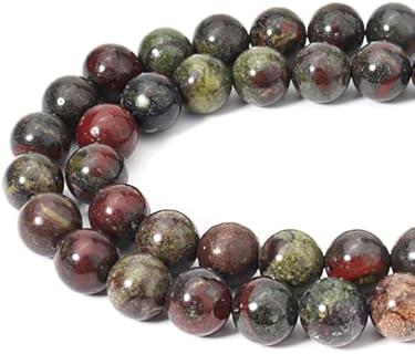 Siomia 60Pcs 6mm Genuine Dragon Blood Stone Beads for DIY Jewelry Making, Energy Healing Round Crystal for Necklaces and Bracelets