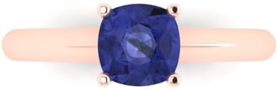 Stunning 14k Rose Gold Clasp, Tanzanite Engagement Ring by Clara Pucci, Ideal for Women, Cushion-Cut Design